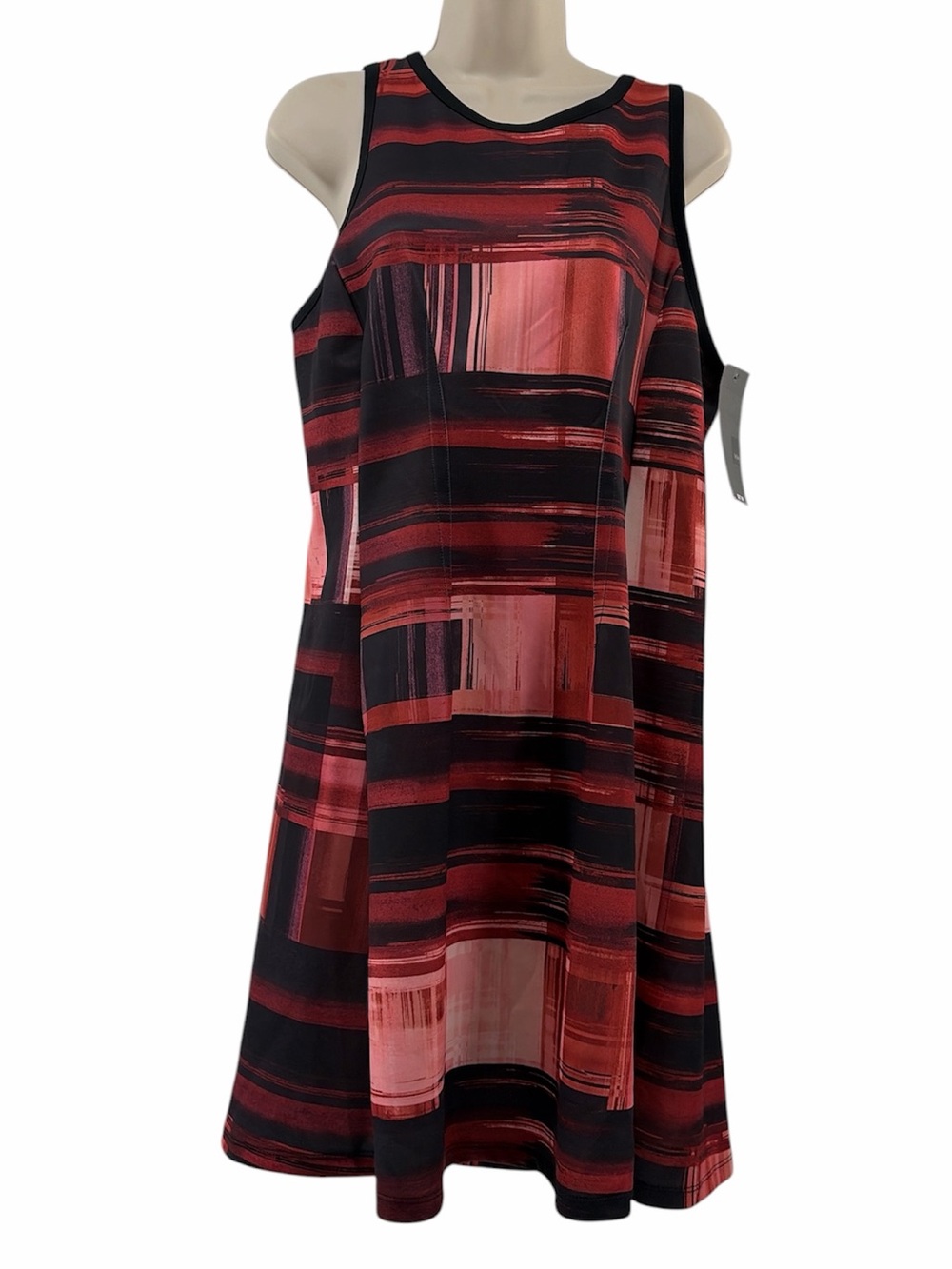Mossimo Women's Sleeveless Red & Black Plaid Geometric A-Line Dress Size L